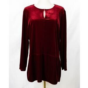Lauren Ralph Lauren Size L Blouse Long Sleeves Velvet Burgundy